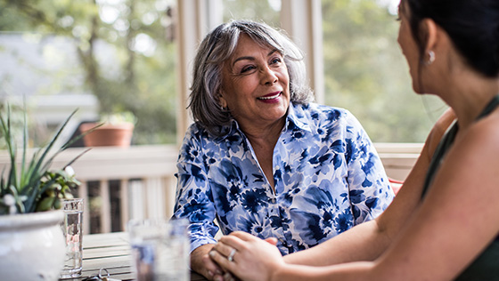 Two older women talking